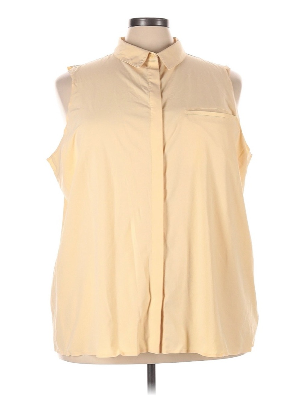 Athleta 3X Butter Yellow Sleeveless Blouse Tunic Length EUC